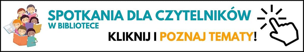 banner spotkania dla czytelników w bibliotece