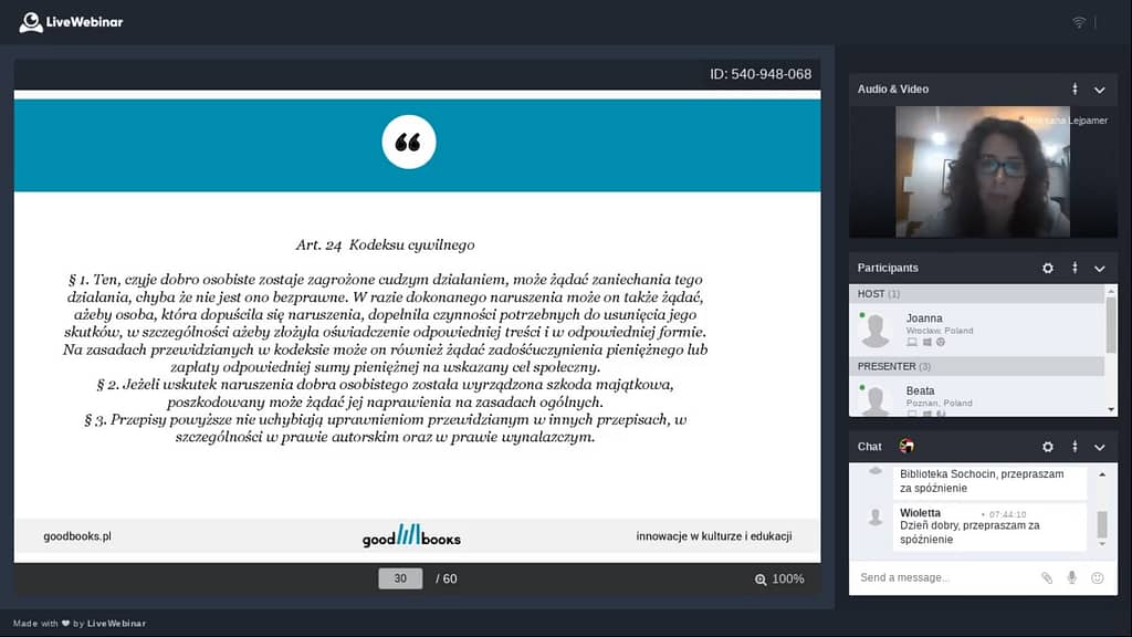 Szkolenie o ochronie wizerunku w bibliotece