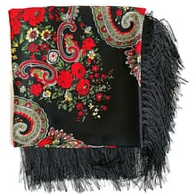 Czarna chusta ludowa w kolorowe wzory. Folk(od)nowa