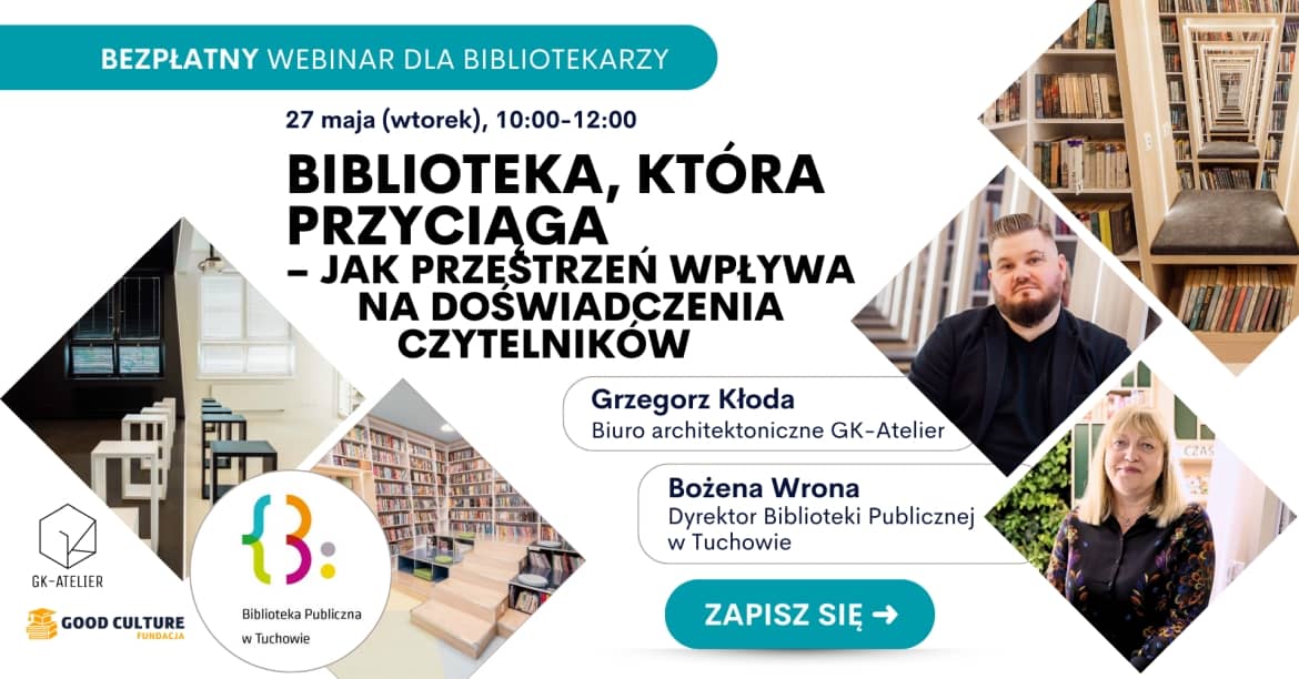 Bezpłatny webinar - spotkanie z Grzegorzem Kłodą i Bożeną Wroną - dyrektor Biblioteki Publicznej w Tuchowie