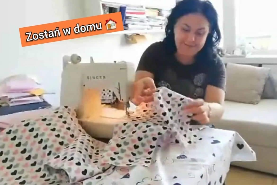 niesłyszący czytelnik a epidemia w bibliotece Szycie maseczki na maszynie