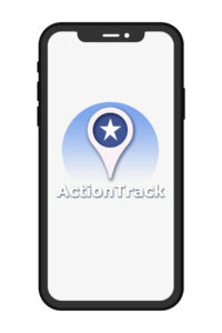 Ekran telefonu z logo aplikacji ActionTrack