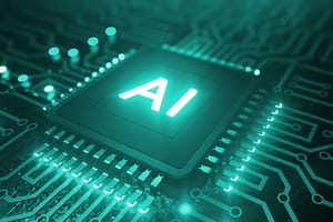 Procesor ze świecacym napisem "AI"