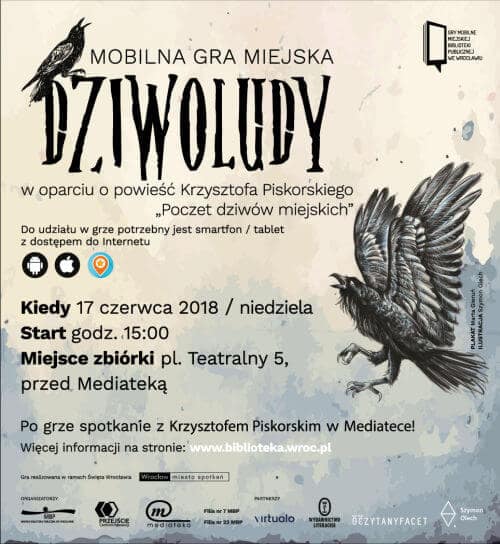 Plakat mobilnej gry miejskiej Dziwoludy